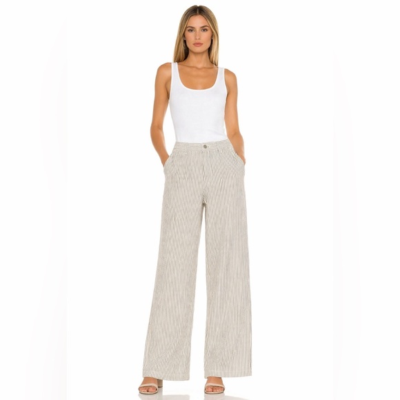 madeinam Pants - MADEINAM Striped Wide Leg Pants Size 2 High Rise Minimalist